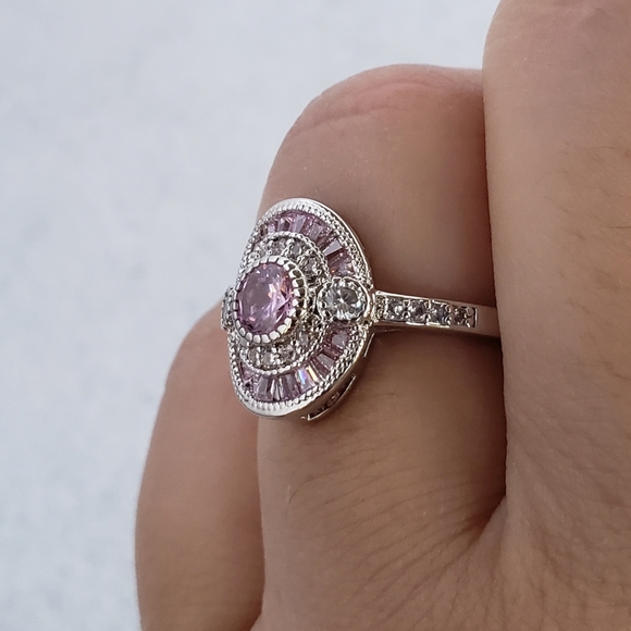 Sterling Pink Baguette Ring - Picture 8 of 8